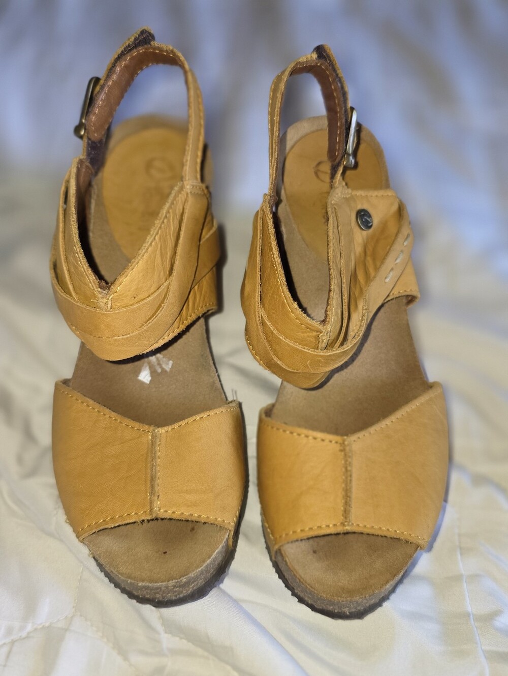 Sergio Tomani Leather Wedge Sandals Size 7 - Picture 2 of 8